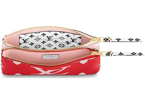 louis vuitton pochette double zip monogram giant red pink|louie vuitton double pochette.